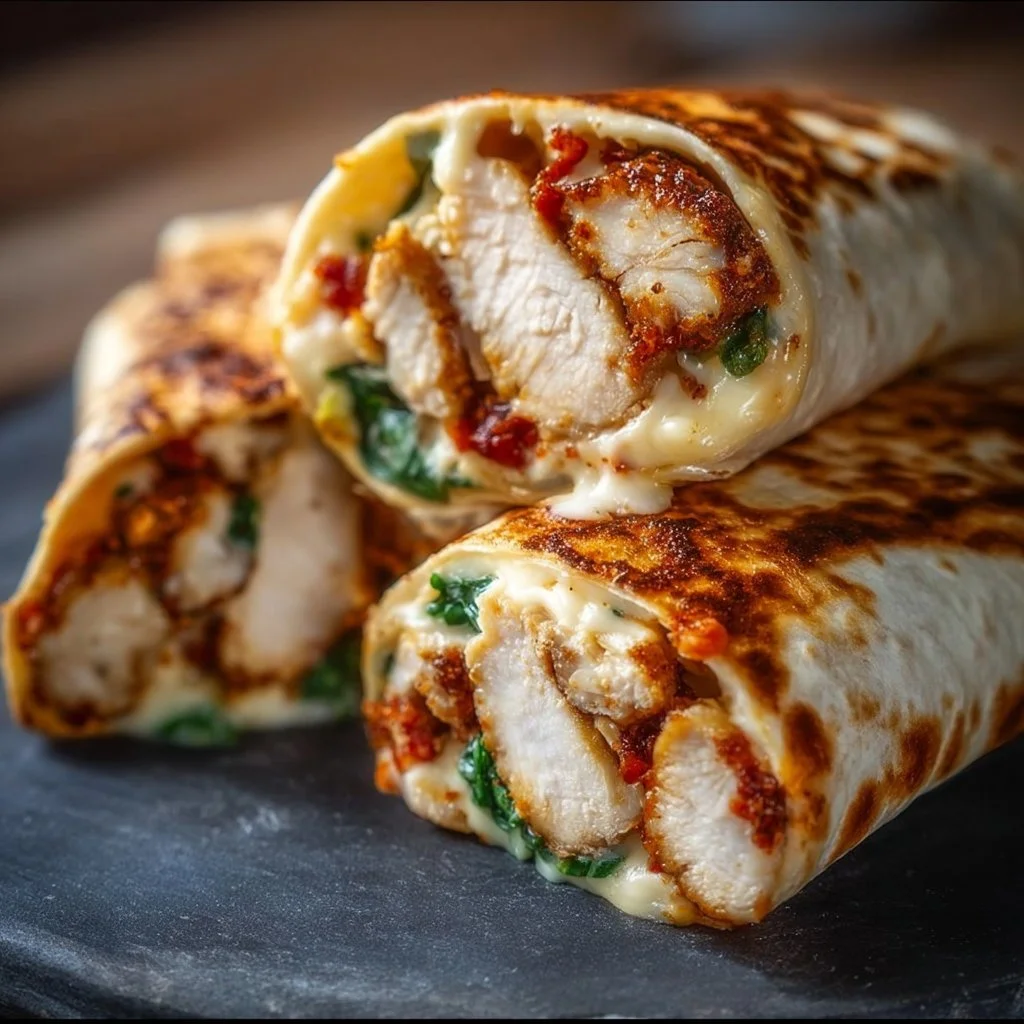 Air Fryer Chicken and Mozzarella Wraps served on a plate