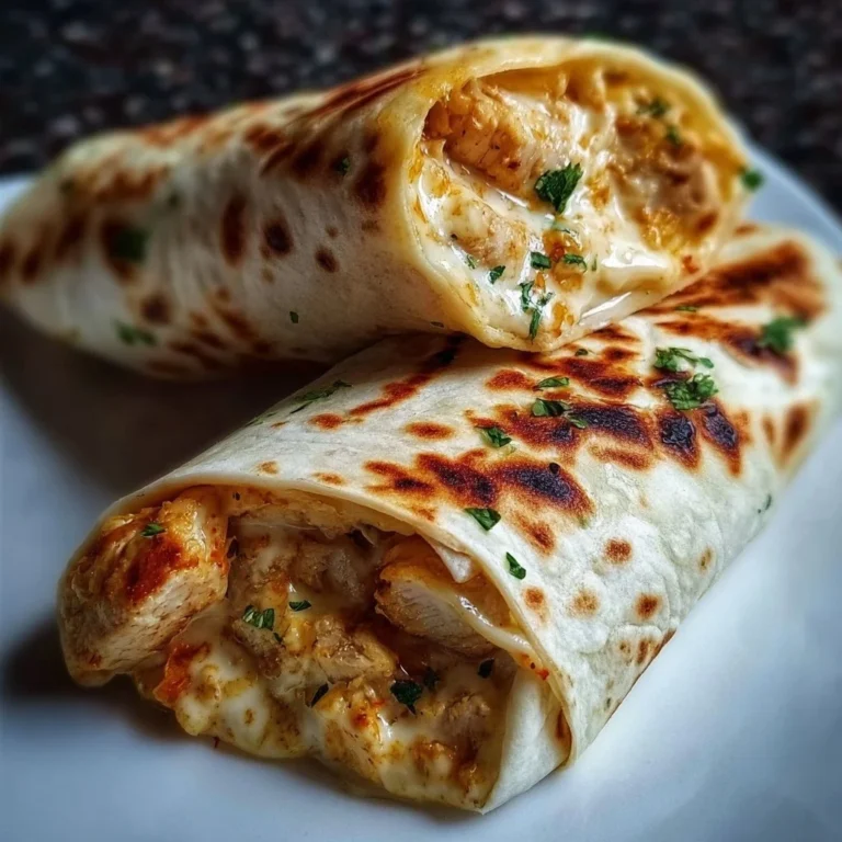 Cheesy Chicken Garlic Wraps with fresh ingredients wrapped in tortilla
