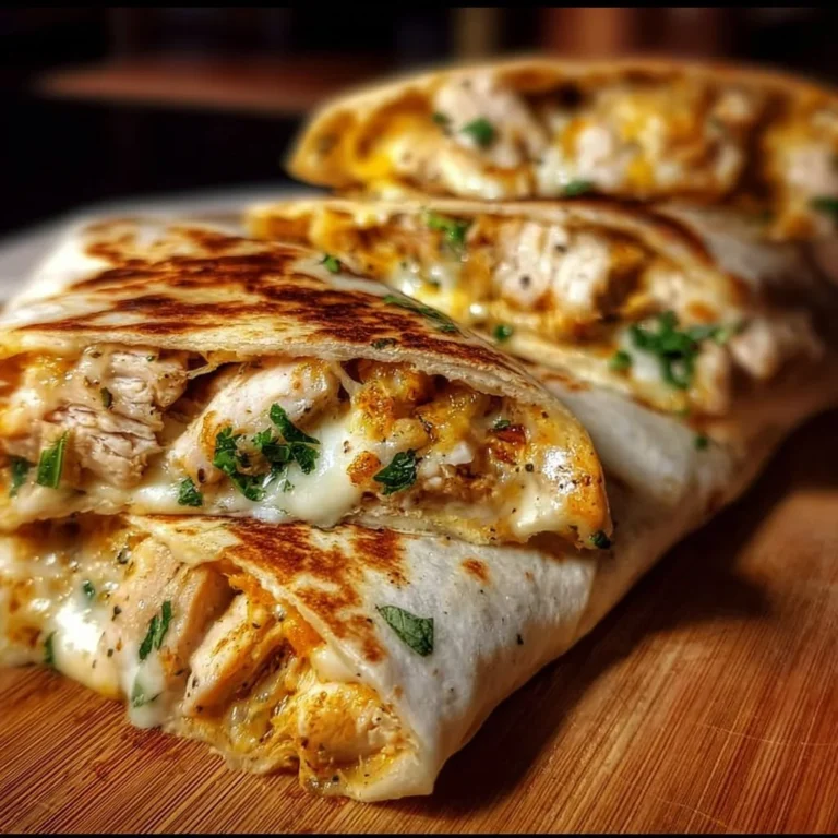 Delicious cheesy garlic chicken wraps served with fresh ingredients