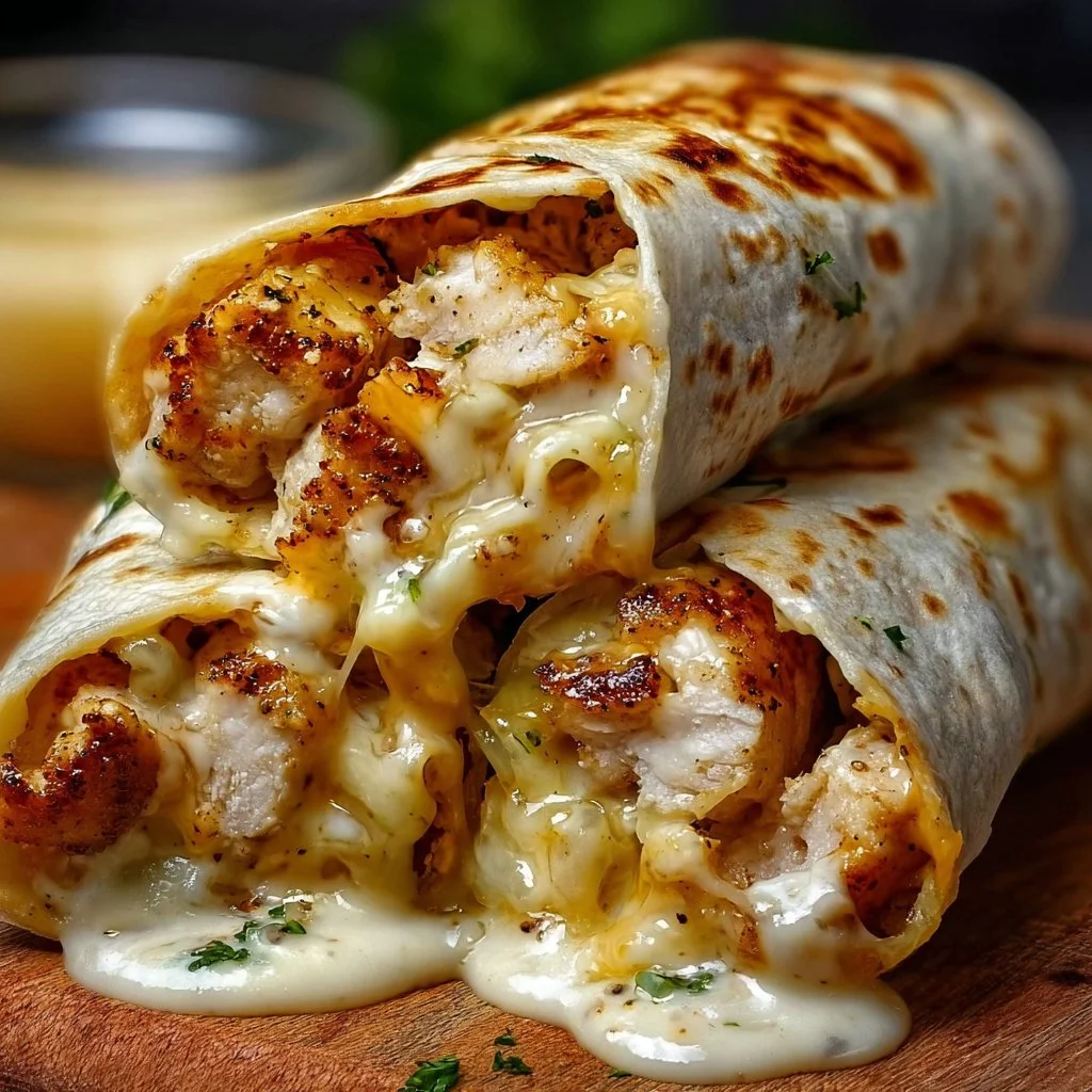 Cheesy Garlic Chicken Wraps
