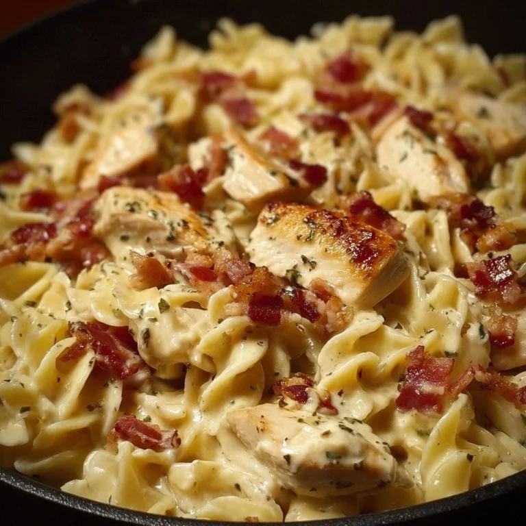 Delicious Chicken Bacon Ranch Pasta served in a bowl with fresh herbs