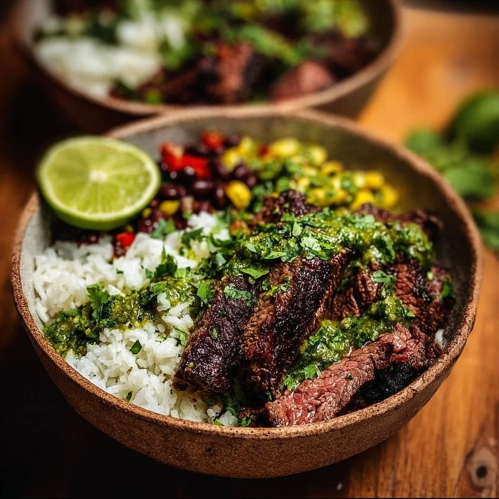 Cilantro Lime Steak Bowls with fresh ingredients and vibrant flavors.