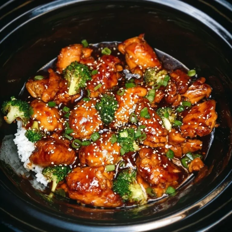 Crockpot teriyaki chicken dish served on a plate with garnishes