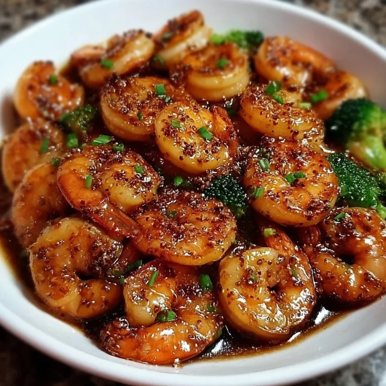 High-protein honey garlic shrimp dish garnished with herbs