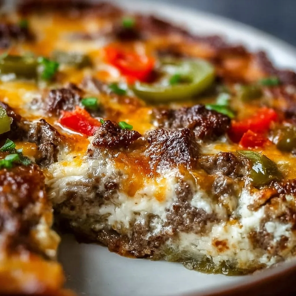 Low Carb Philly Cheesesteak Casserole