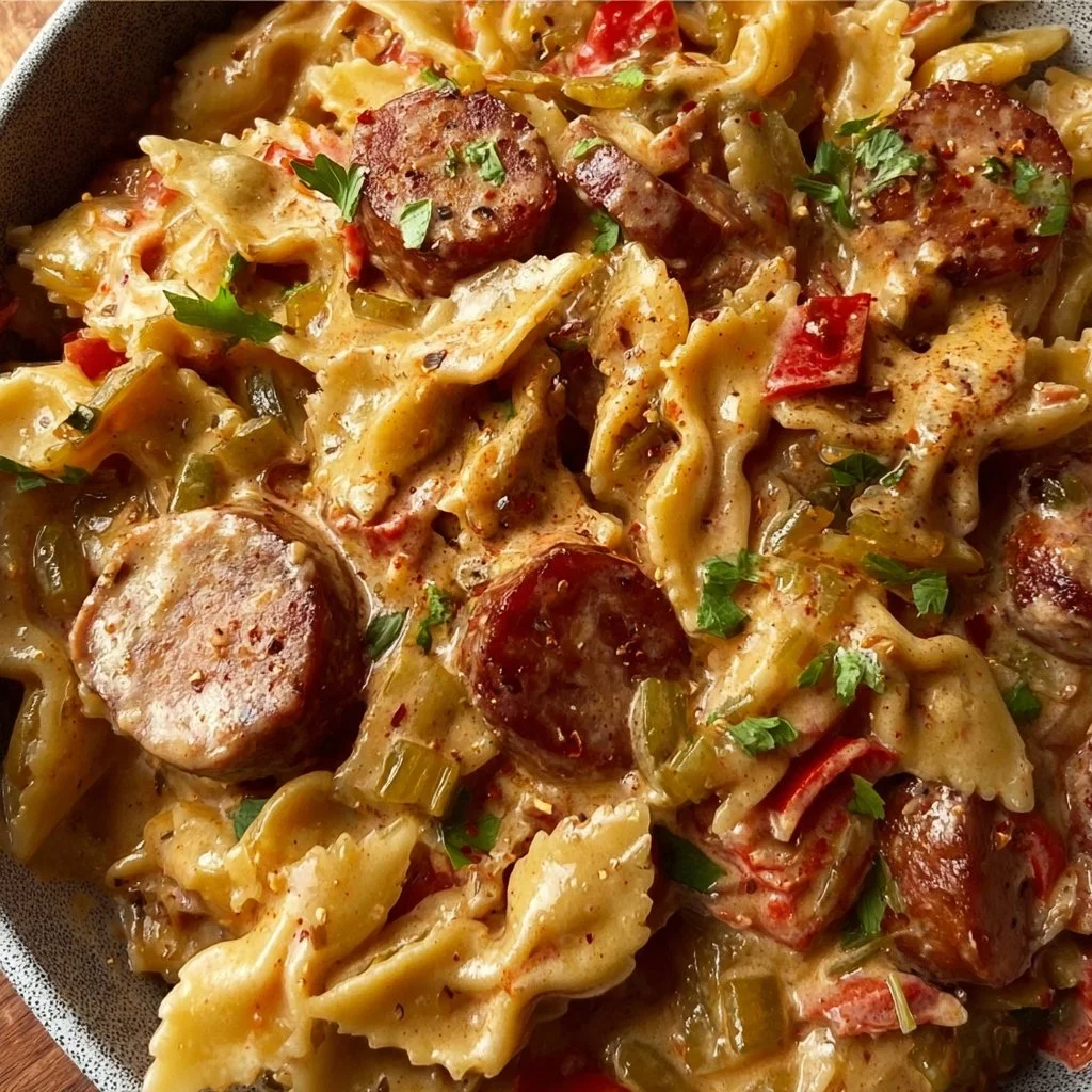 One Pot Creamy Cajun Sausage Pasta