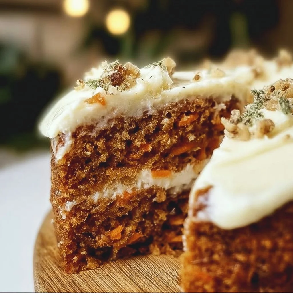 Delicious homemade carrot cake with cream cheese frosting