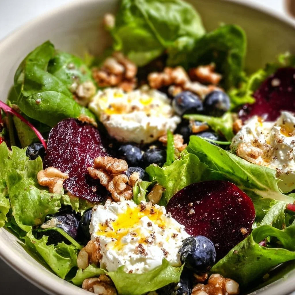 Best Easter spring salad with goat cheese and fresh vegetables