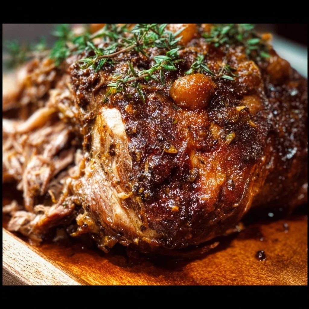 Bone-In Slow Roast Leg of Lamb prepared with herbs and spices