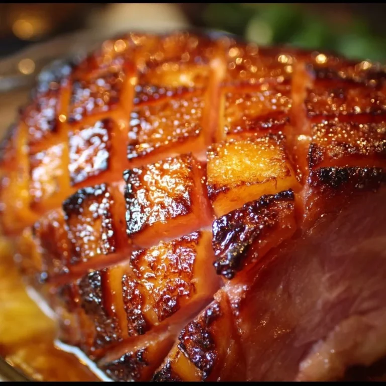 Brown Sugar Pineapple Ham Bake on a serving platter