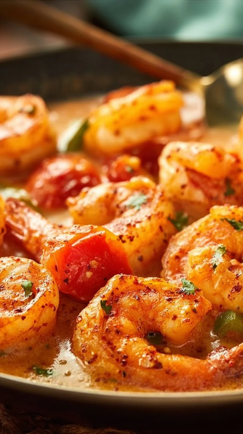 Delicious Cajun shrimp served with spices and herbs