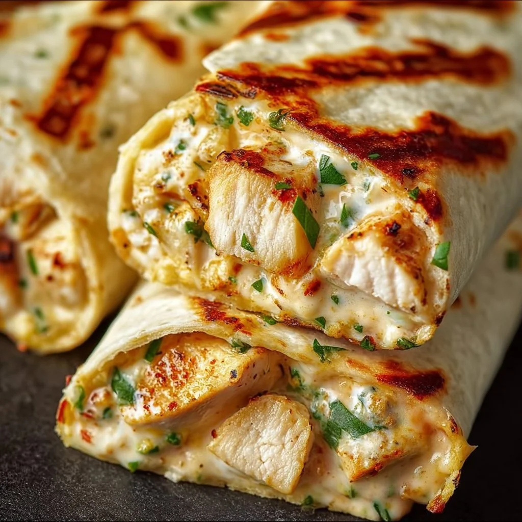 Cheesy Garlic Chicken Wraps