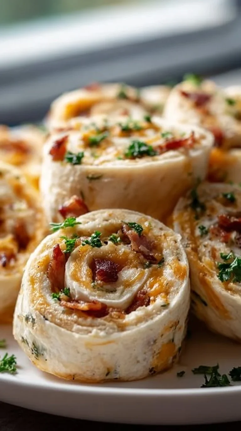 Image of Chicken Bacon Ranch Pinwheels with chicken, bacon, and ranch dressing in a tortilla.