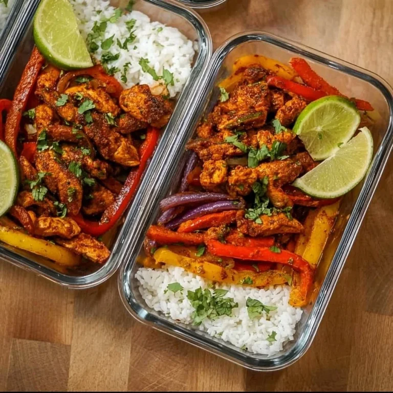 Healthy Chicken Fajita Meal Prep Bowls with grilled chicken and colorful veggies