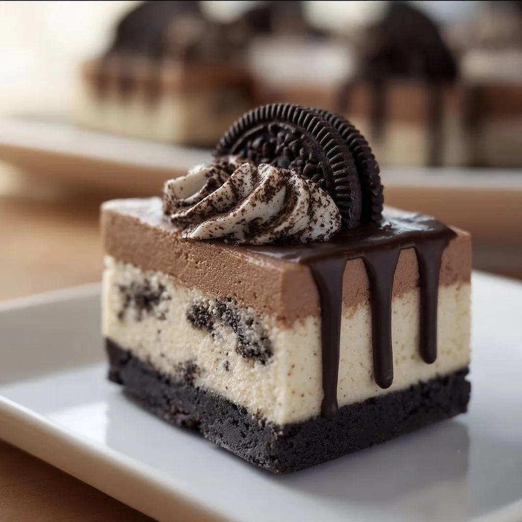 Delicious Chocolate Oreo Cheesecake topped with crushed Oreos