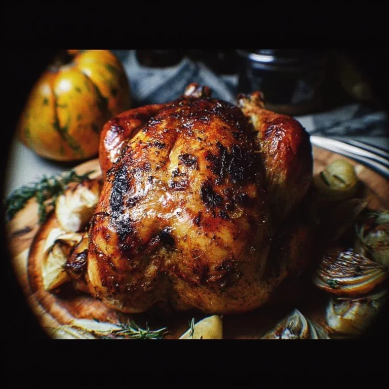 Juicy cider brined roast chicken served with fresh herbs and sides