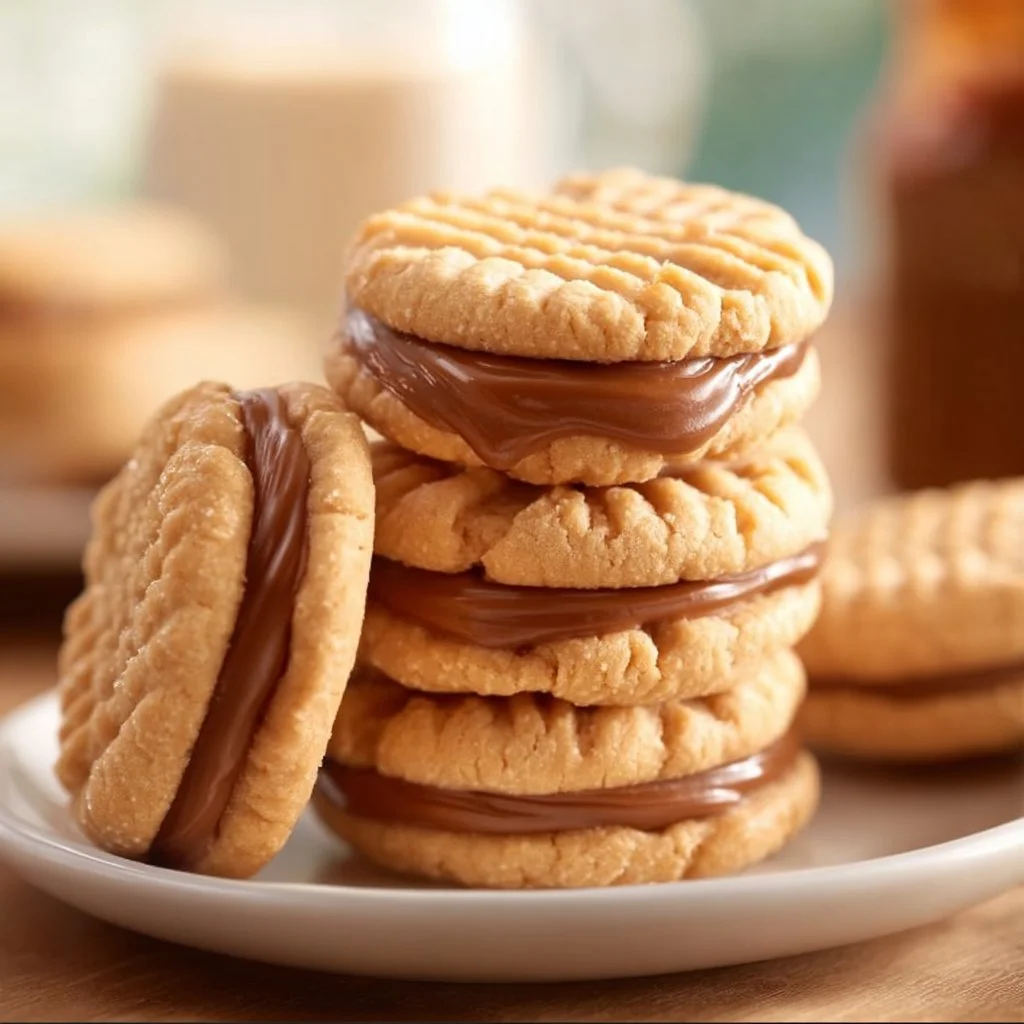 Homemade Copycat Nutter Butters with creamy peanut butter filling