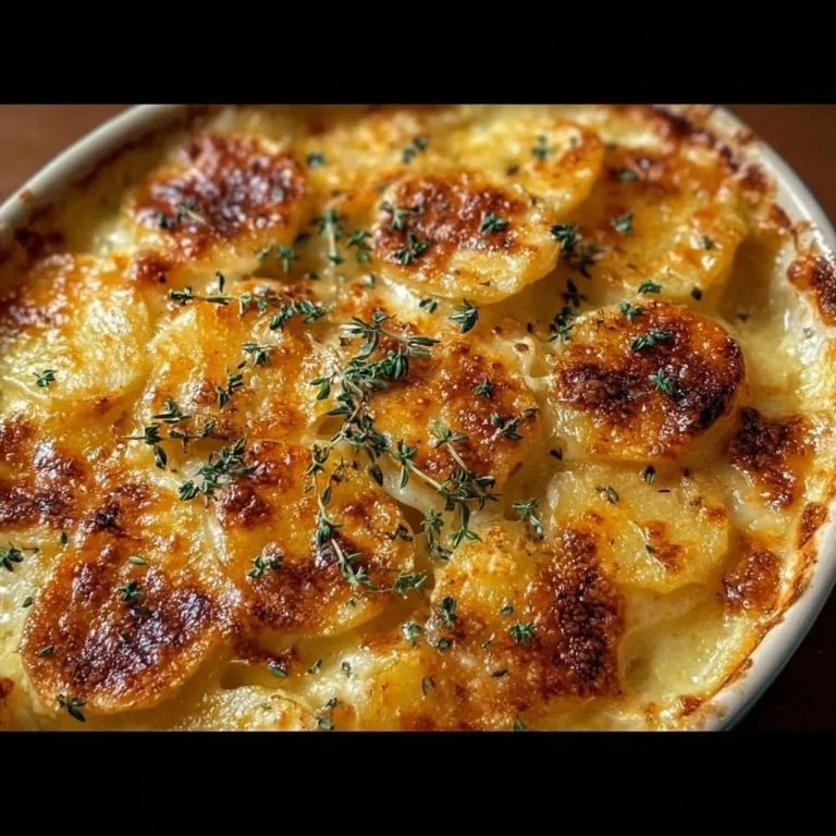 Delicious copycat Ruth's Chris Potatoes au Gratin served in a creamy sauce.
