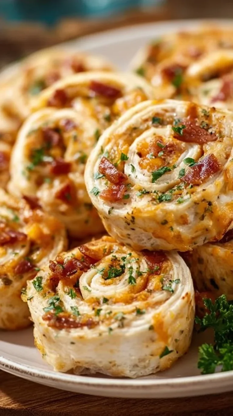 Delicious Crack Chicken Pinwheels served on a rustic plate