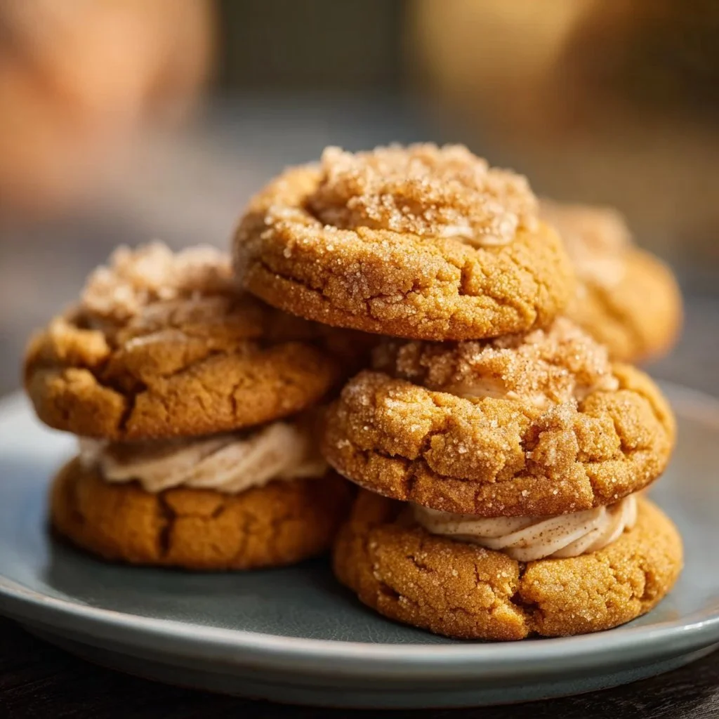 Crumbl pumpkin pie cookies with warm spices and creamy frosting