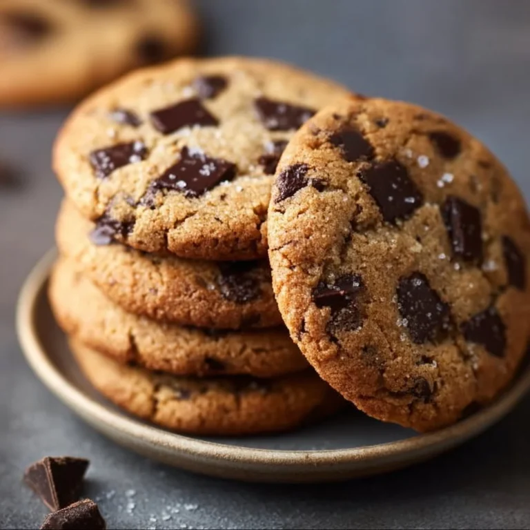 Freshly baked dark chocolate chip cookies on a cooling rack.