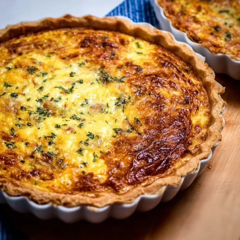 A mouthwatering slice of deliciously simple quiche on a plate.