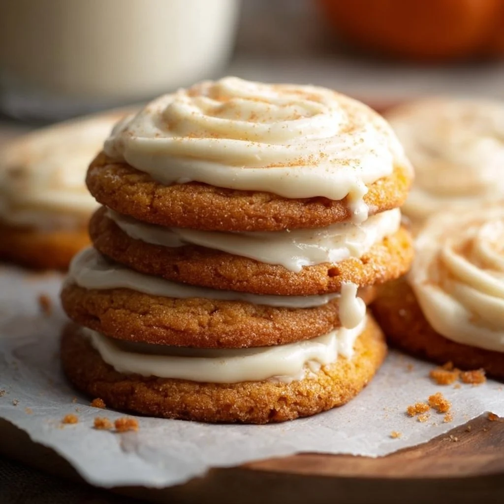 Easy Pumpkin Sugar Cookies with Cream Cheese Frosting
