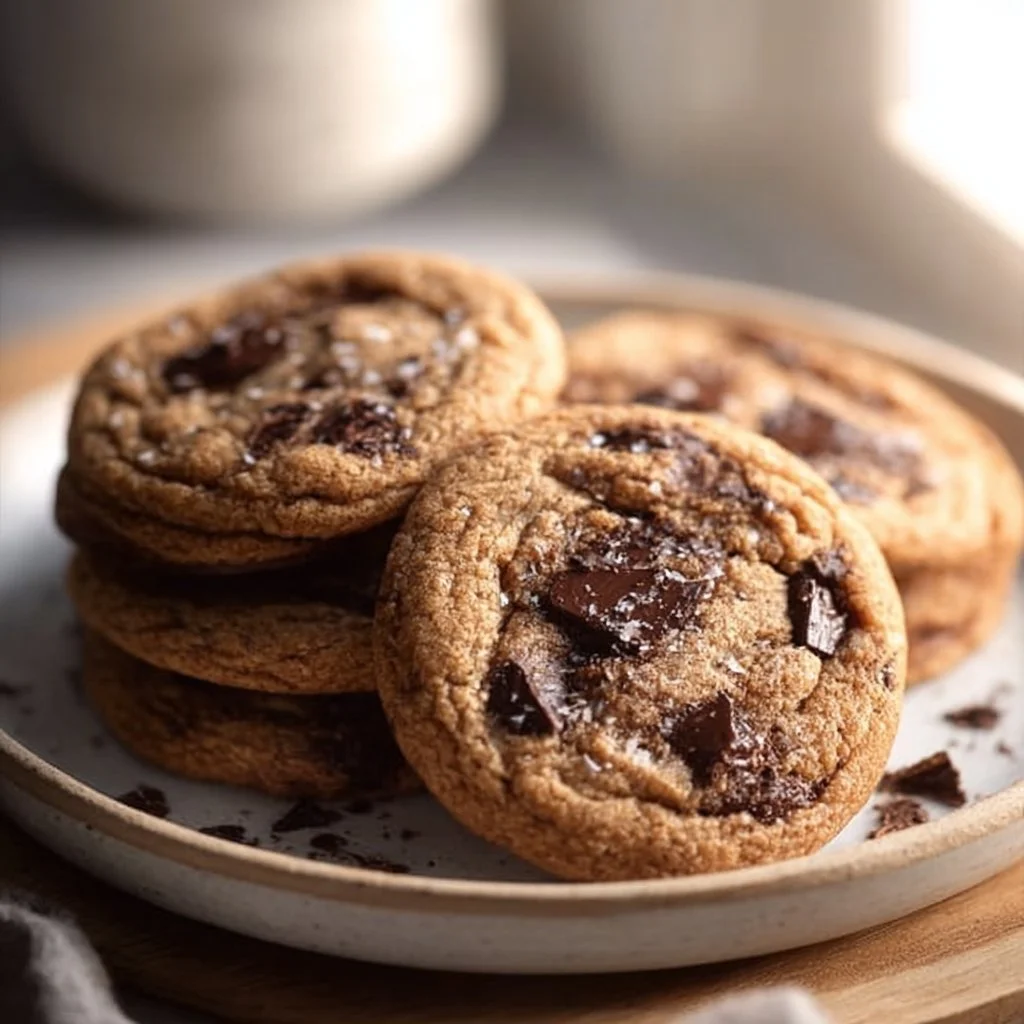 Freshly baked Espresso Chocolate Chip Cookies on a cooling rack.