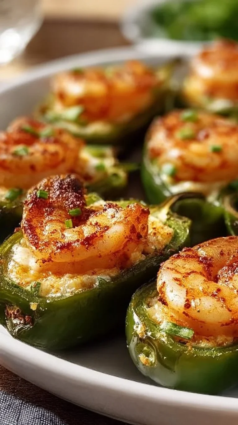 Fiery Cajun shrimp stuffed inside fresh jalapeños for a delicious appetizer