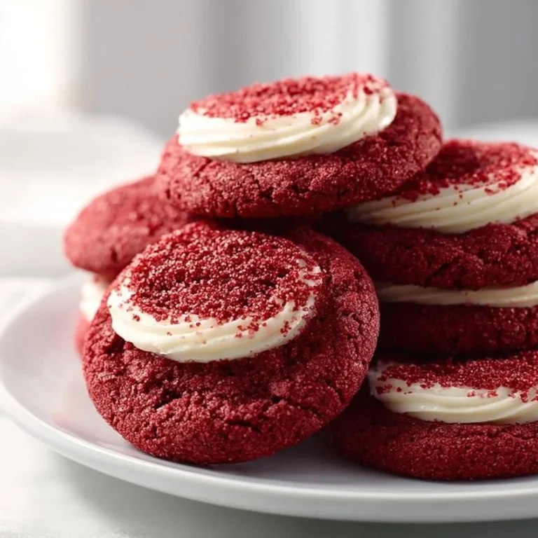 Delicious frosted red velvet cookies topped with cream cheese icing