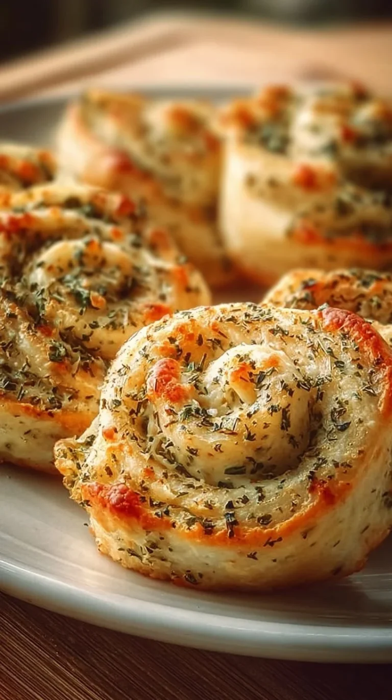 Delicious herbed cream cheese pinwheels served on a platter.