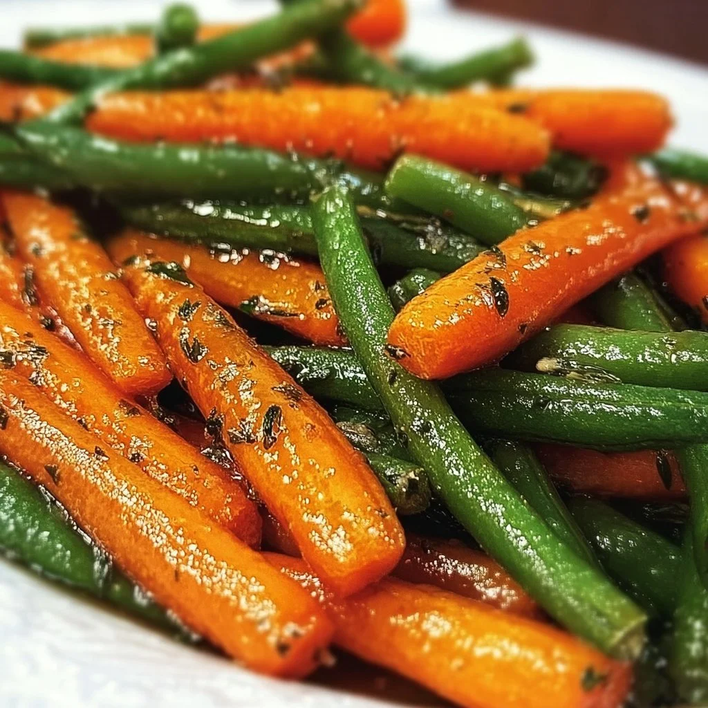 Honey glazed carrots and green beans side dish