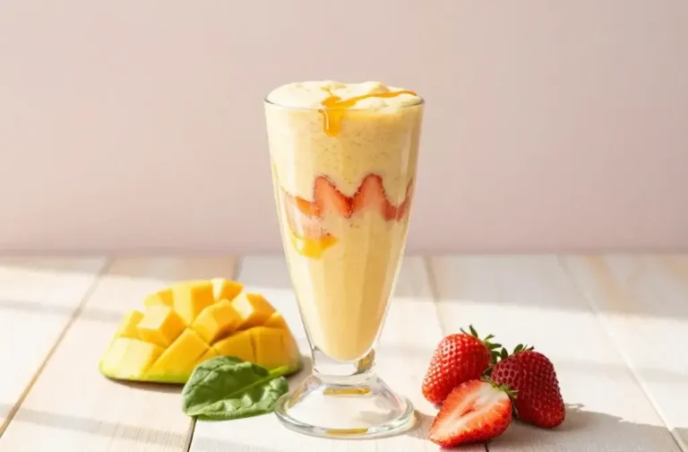 Mango Strawberry Spring Breakfast Smoothie: Sunrise in a Glass
