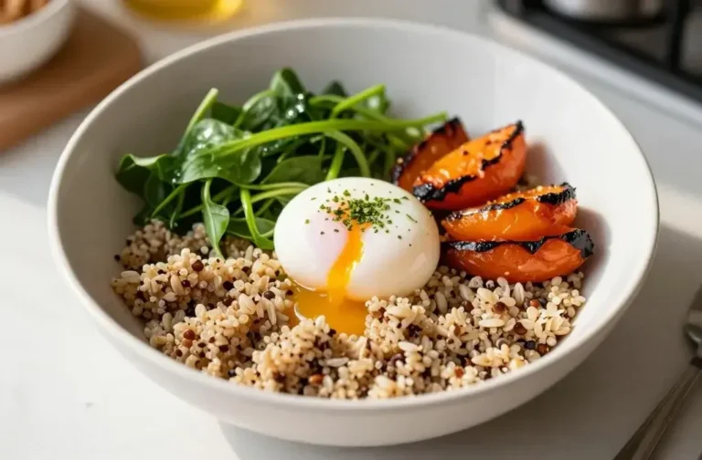 Spring Breakfast Grain Bowl with Eggs and Greens: Fresh Sunrise Bowl