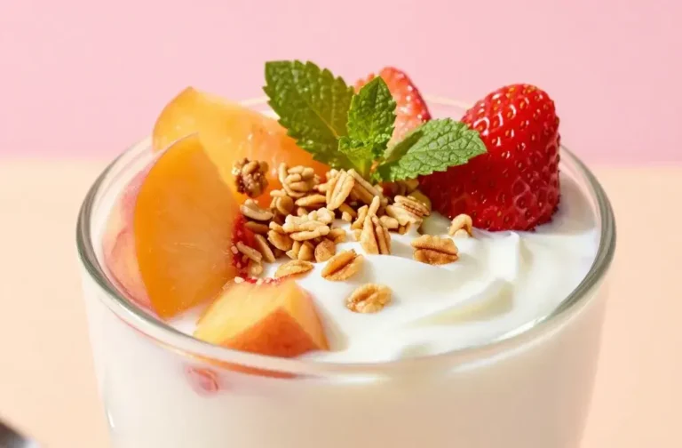 Peach and Strawberry Spring Yogurt Bowl: Sunrise Glow