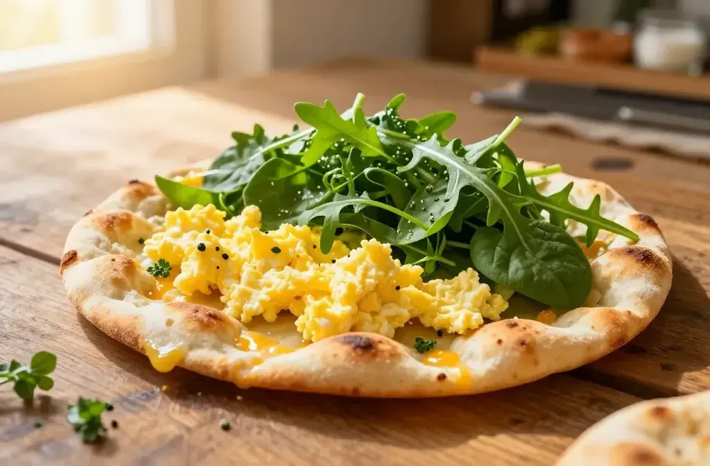 Spring Breakfast Flatbread with Eggs and Greens: Bright Morning Bite