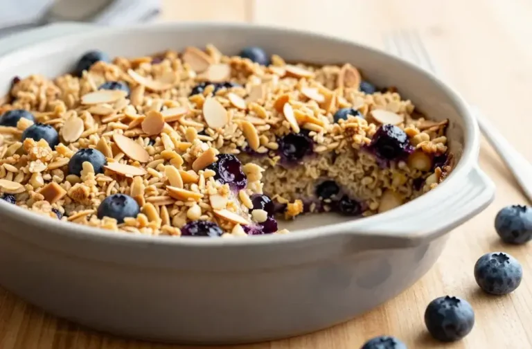 Blueberry Baked Oatmeal with Almond Crunch: Brunch-Ready Goodness