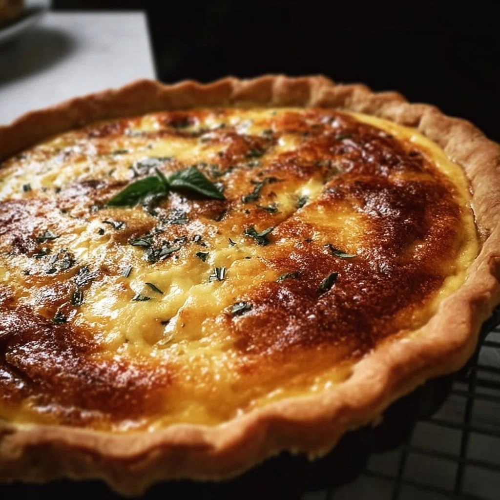 Delicious slice of Ina Garten's quiche recipe with a flaky crust and fresh ingredients