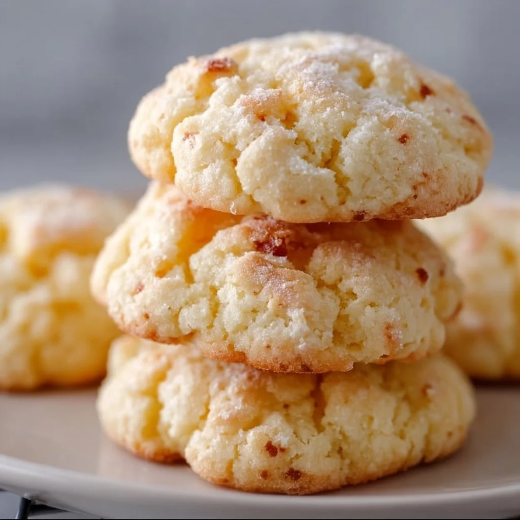 Deliciously soft and chewy cream cheese cookies on a plate