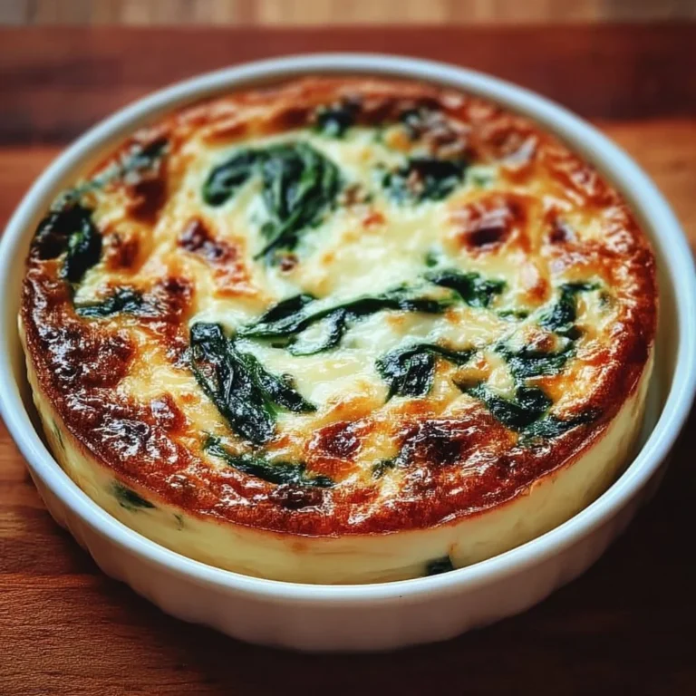 Creamy cottage cheese and spinach crustless quiche on a plate