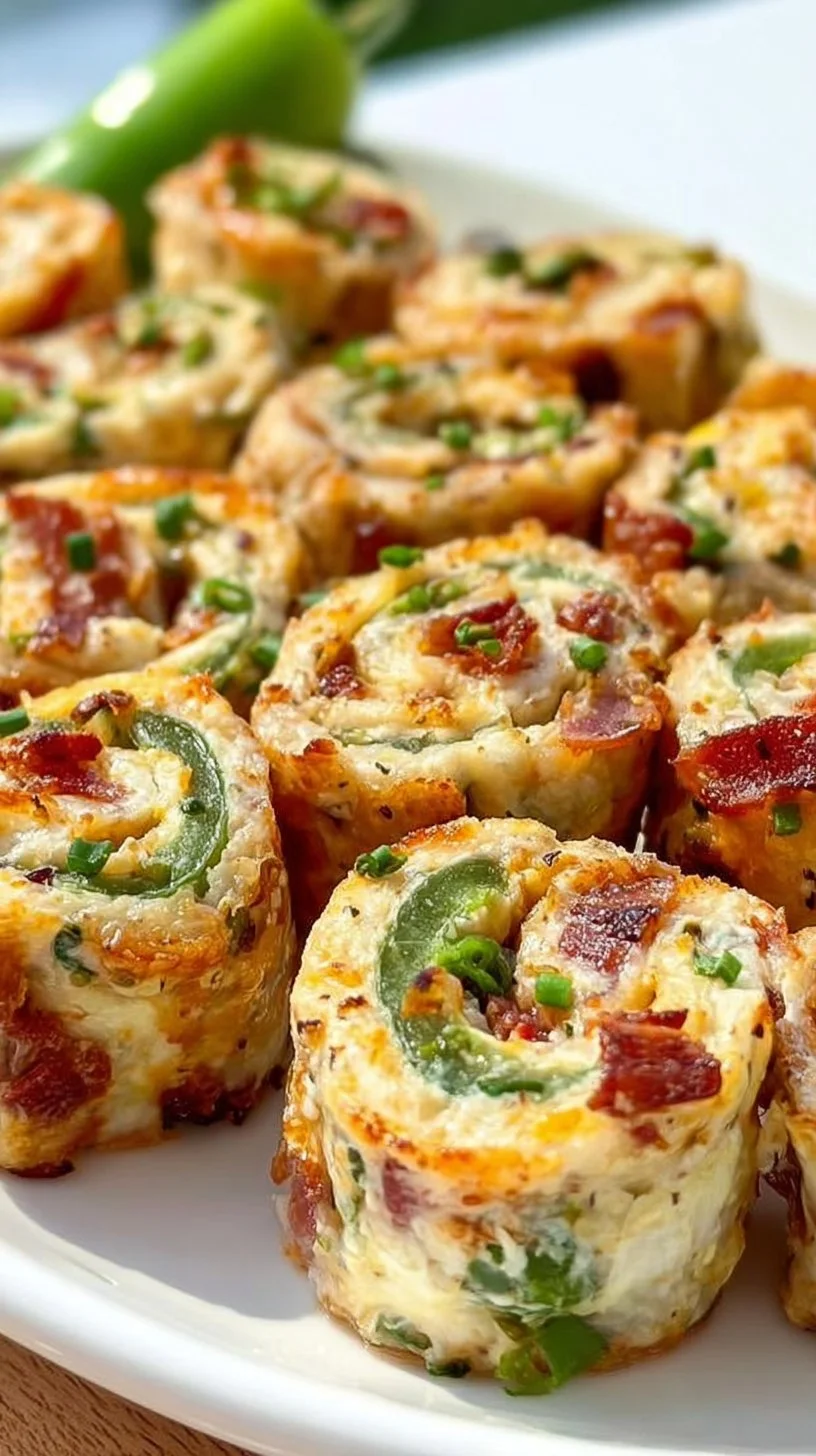 Jalapeno Poppers Pinwheels appetizer ready to serve on a platter