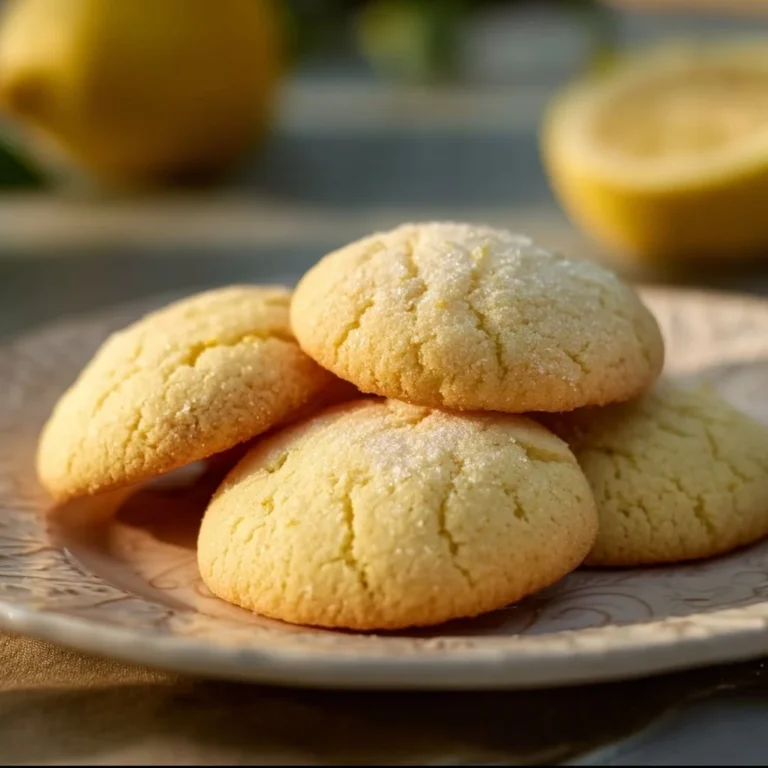 Freshly baked lemon cookies on a rustic wooden table