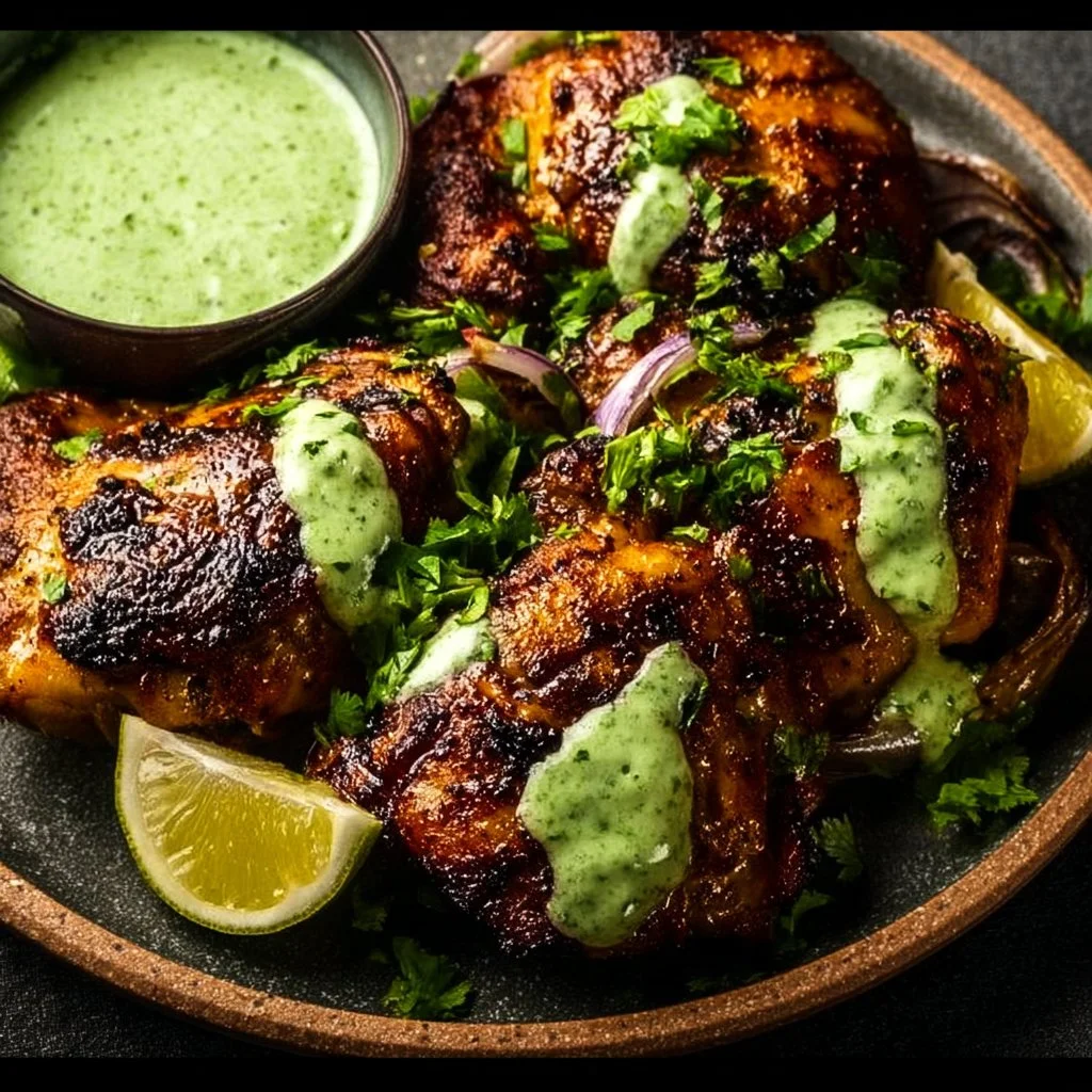 Peruvian Grilled Chicken with Creamy Green Sauce