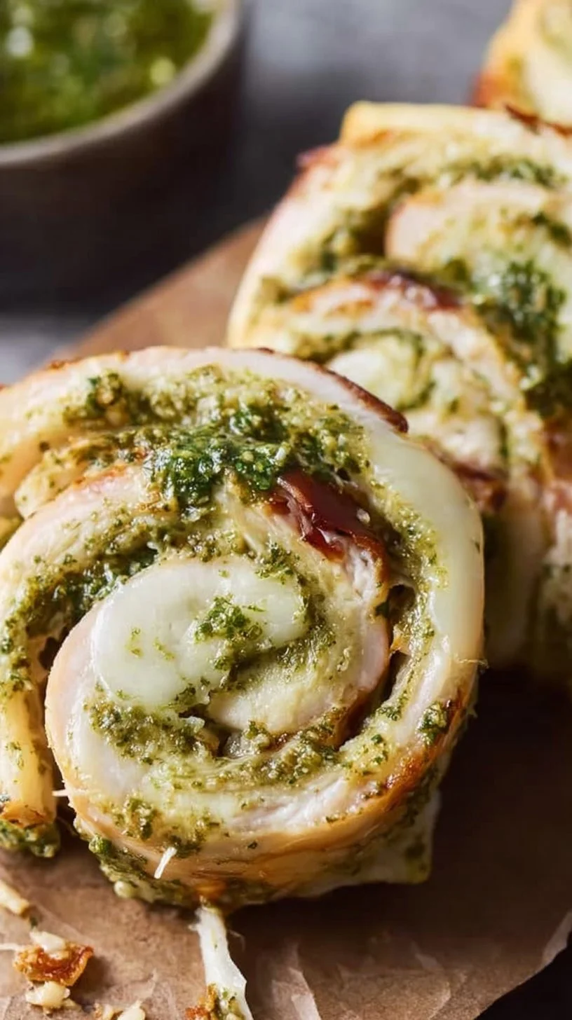 Pesto Turkey Pinwheels with Smoked Provolone
