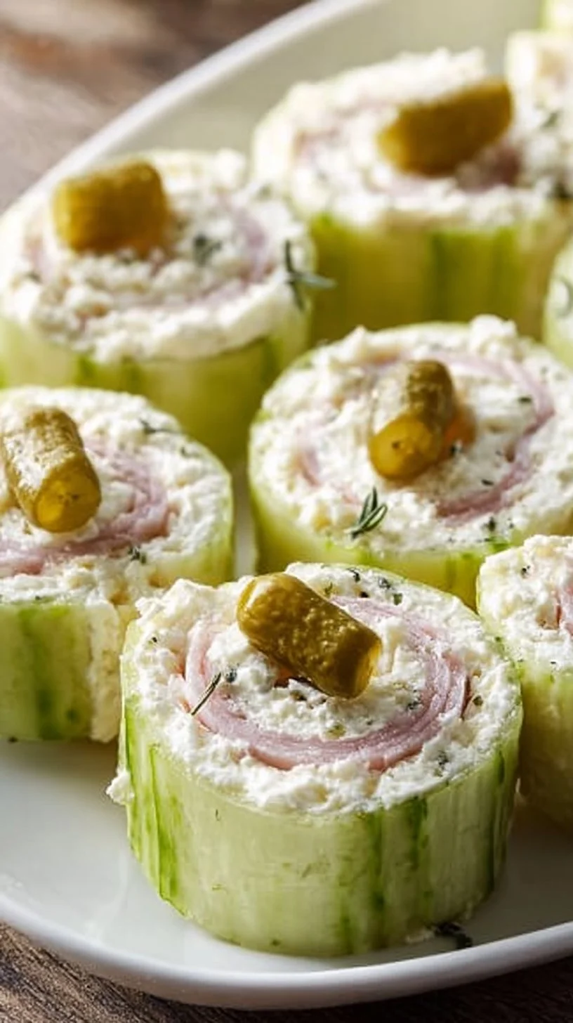 Delicious pickle dip pinwheels served on a platter.