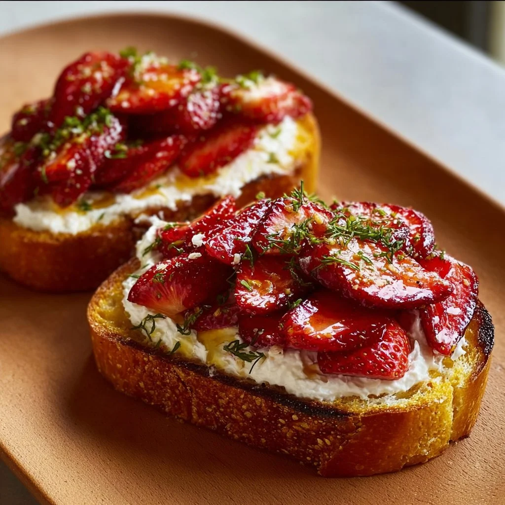 Roasted Strawberry Whipped Ricotta Toast