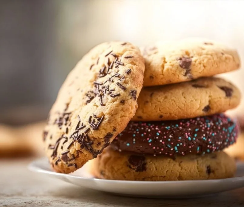 Freshly baked slice and bake cookies on a cooling rack