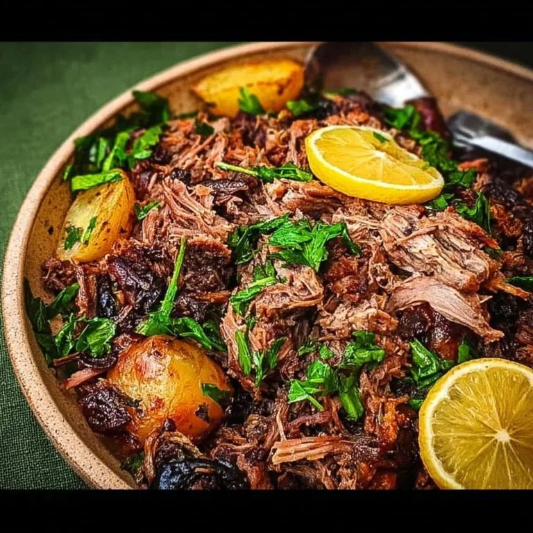 Slow-cooked Middle Eastern pulled lamb served with spices and herbs