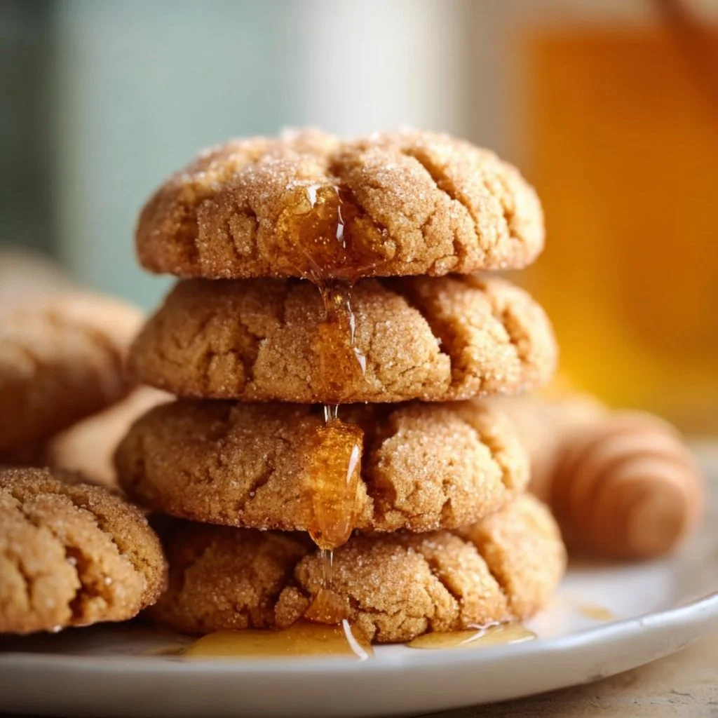 Delicious soft honey cookies freshly baked on a plate