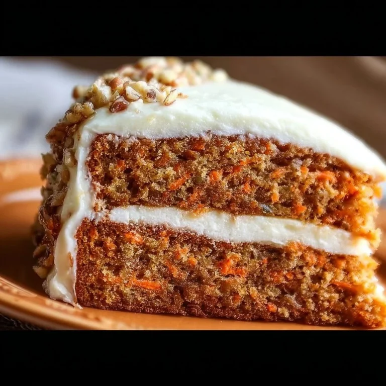 Delicious slice of the ultimate carrot cake topped with cream cheese frosting